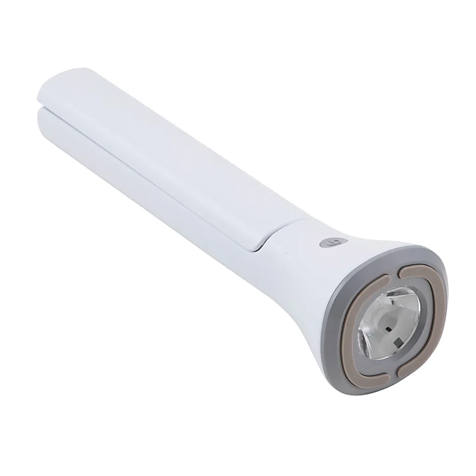 Realspace™ Carsini 2-in-1 LED Flip-Up/Torch Portable Desk Lamp With Rechargeable Battery, 10-3/4"H, White