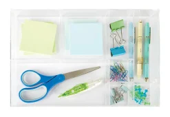 Realspace® 8-Compartment Desk Organizer, 2"H x 12-7/8"W x 8-3/4"D, Clear