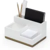 Realspace® 3-Compartment Wood Desktop Organizer, 4-1/2”H x 8-1/2”W x 6”D, White/Natural