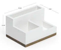 Realspace® 3-Compartment Wood Desktop Organizer, 4-1/2”H x 8-1/2”W x 6”D, White/Natural