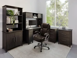 Realspace® Cressfield Bonded Leather High-Back Executive Office Chair, Brown/Silver, BIFMA Compliant