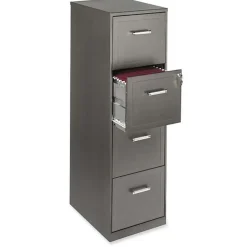 Realspace 18"D 4-Drawer Vertical Letter-Size File Cabinet, Metallic Charcoal