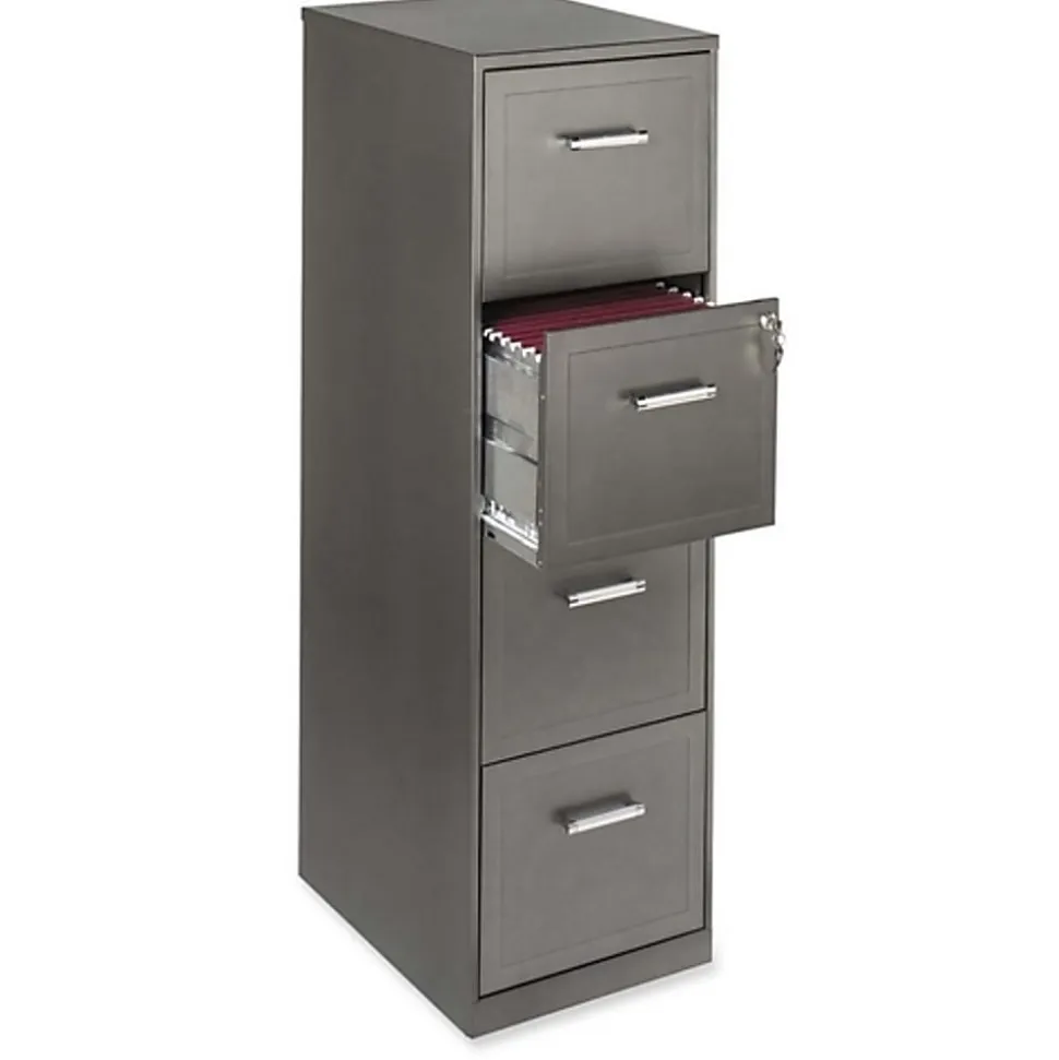 Realspace 18"D 4-Drawer Vertical Letter-Size File Cabinet, Metallic Charcoal