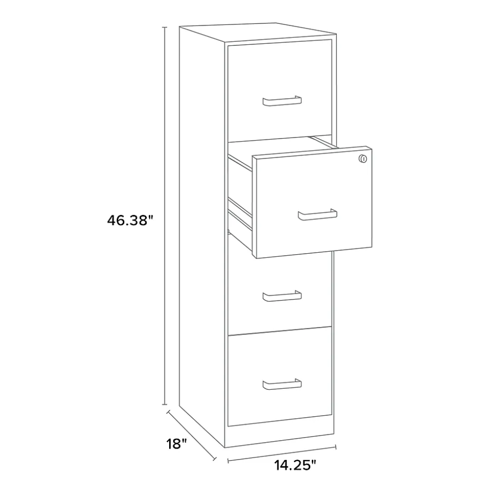 Realspace 18"D 4-Drawer Vertical Letter-Size File Cabinet, Metallic Charcoal