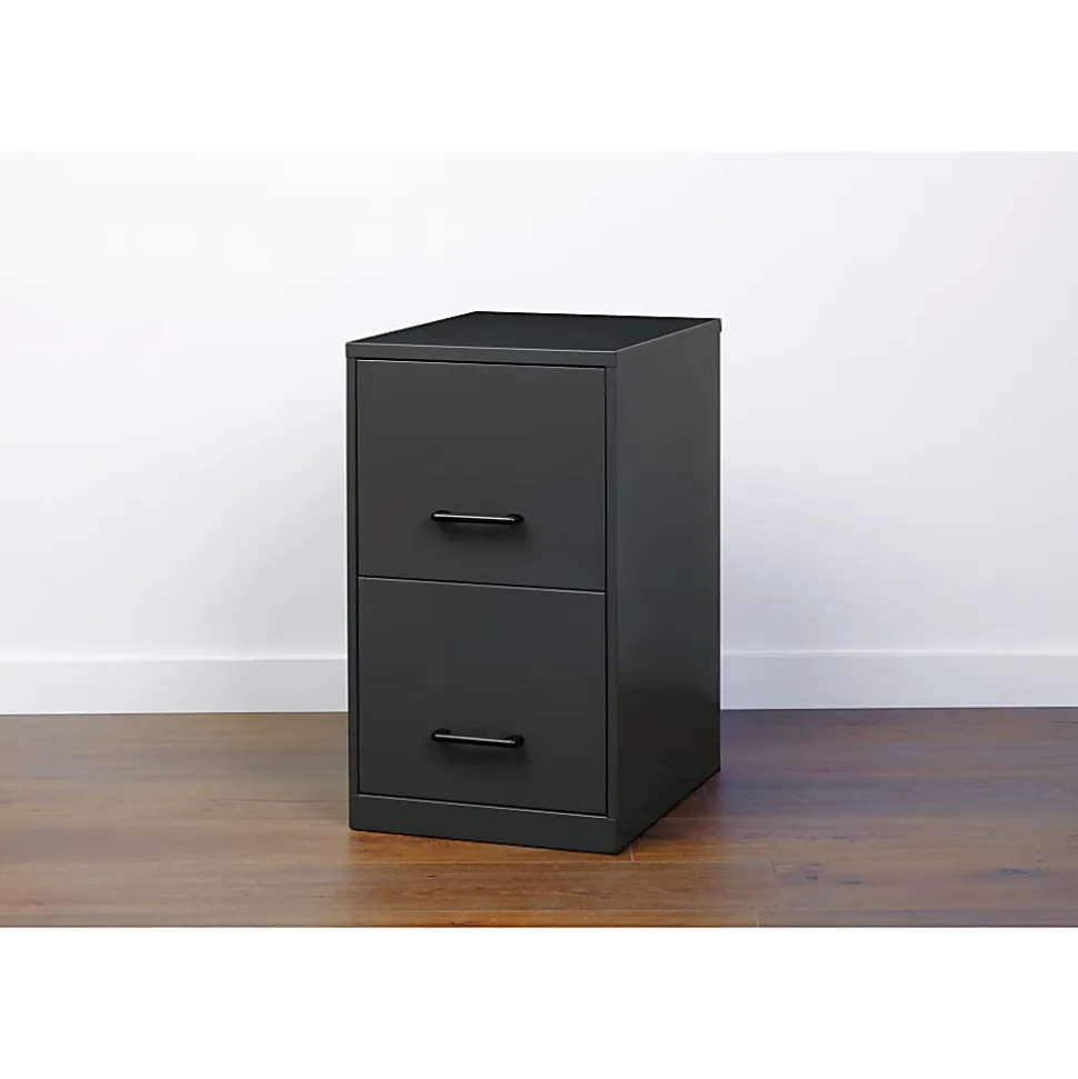 Realspace 18"D 2-Drawer Vertical Letter-Size File Cabinet, Charcoal