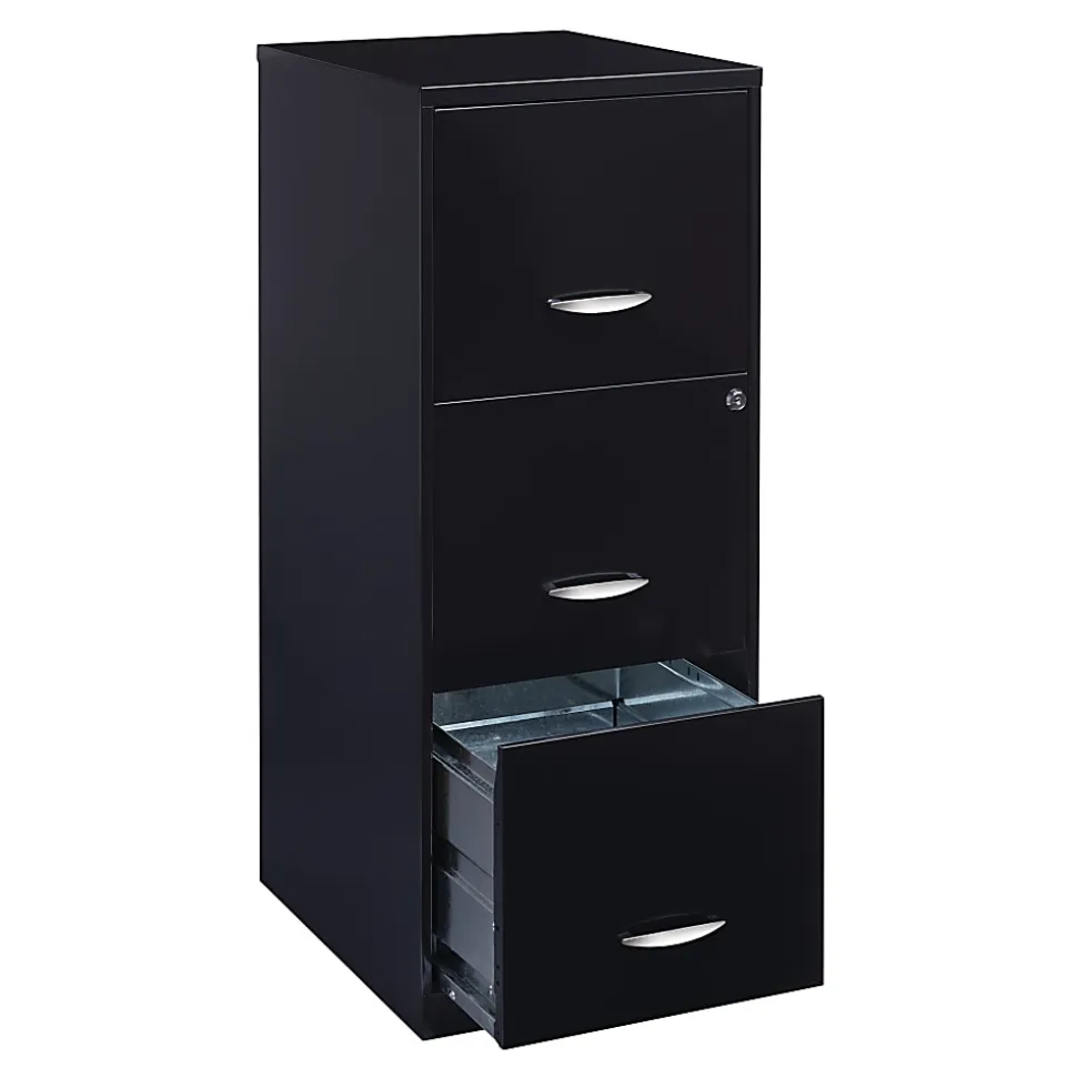 Realspace 18"D 3-Drawer Vertical Letter-Size File Cabinet, Black