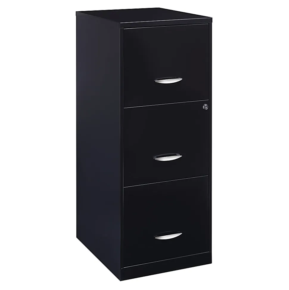 Realspace 18"D 3-Drawer Vertical Letter-Size File Cabinet, Black