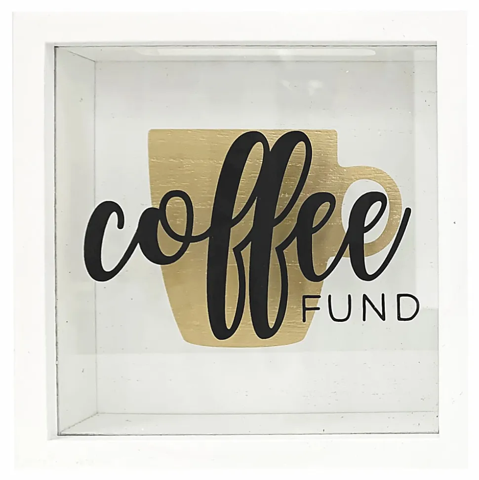 Realspace® Decorative Shadow Box Bank, 7" x 7", Assorted Designs