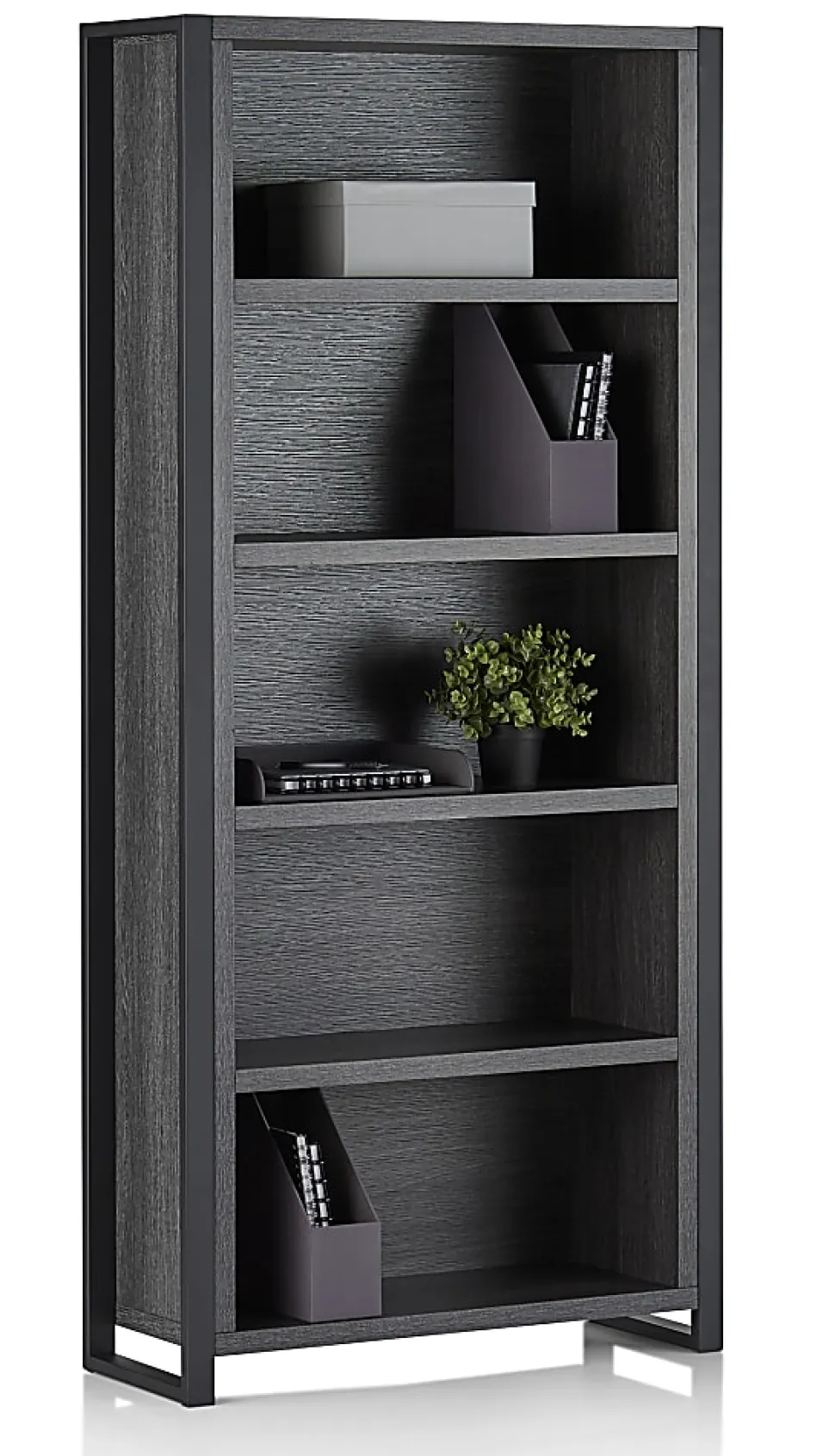 Realspace® DeJori 70"H 5-Shelf Bookcase, Charcoal