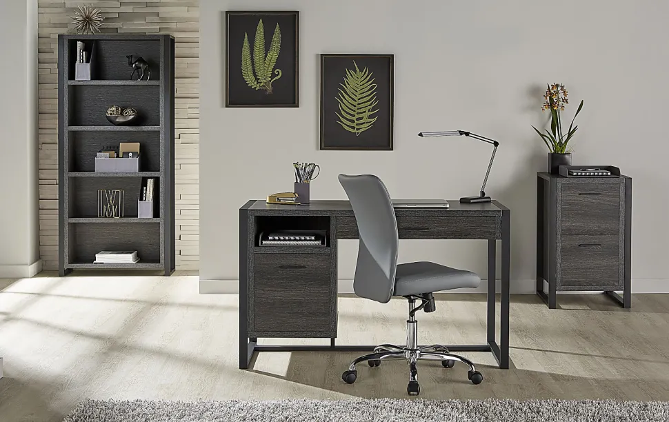 Realspace® DeJori 70"H 5-Shelf Bookcase, Charcoal