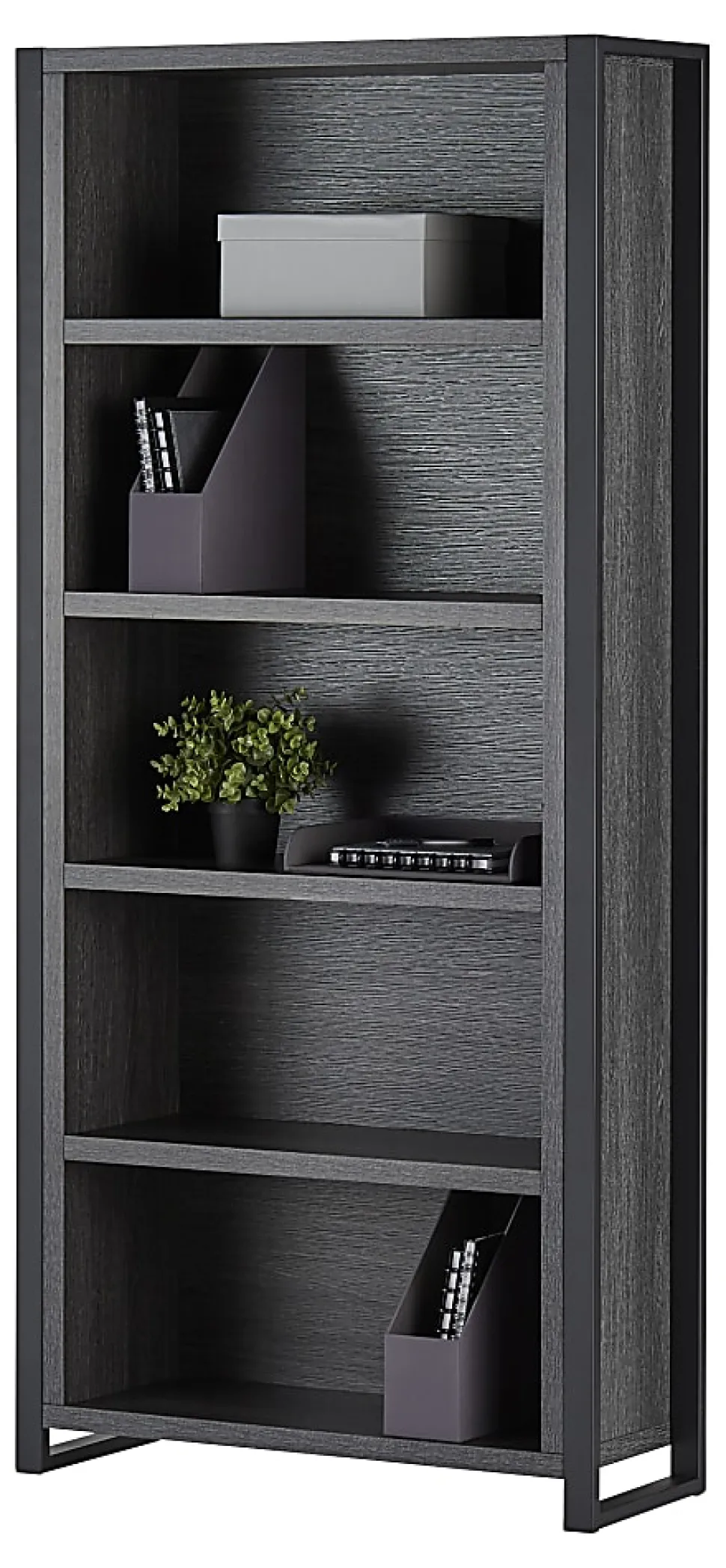 Realspace® DeJori 70"H 5-Shelf Bookcase, Charcoal