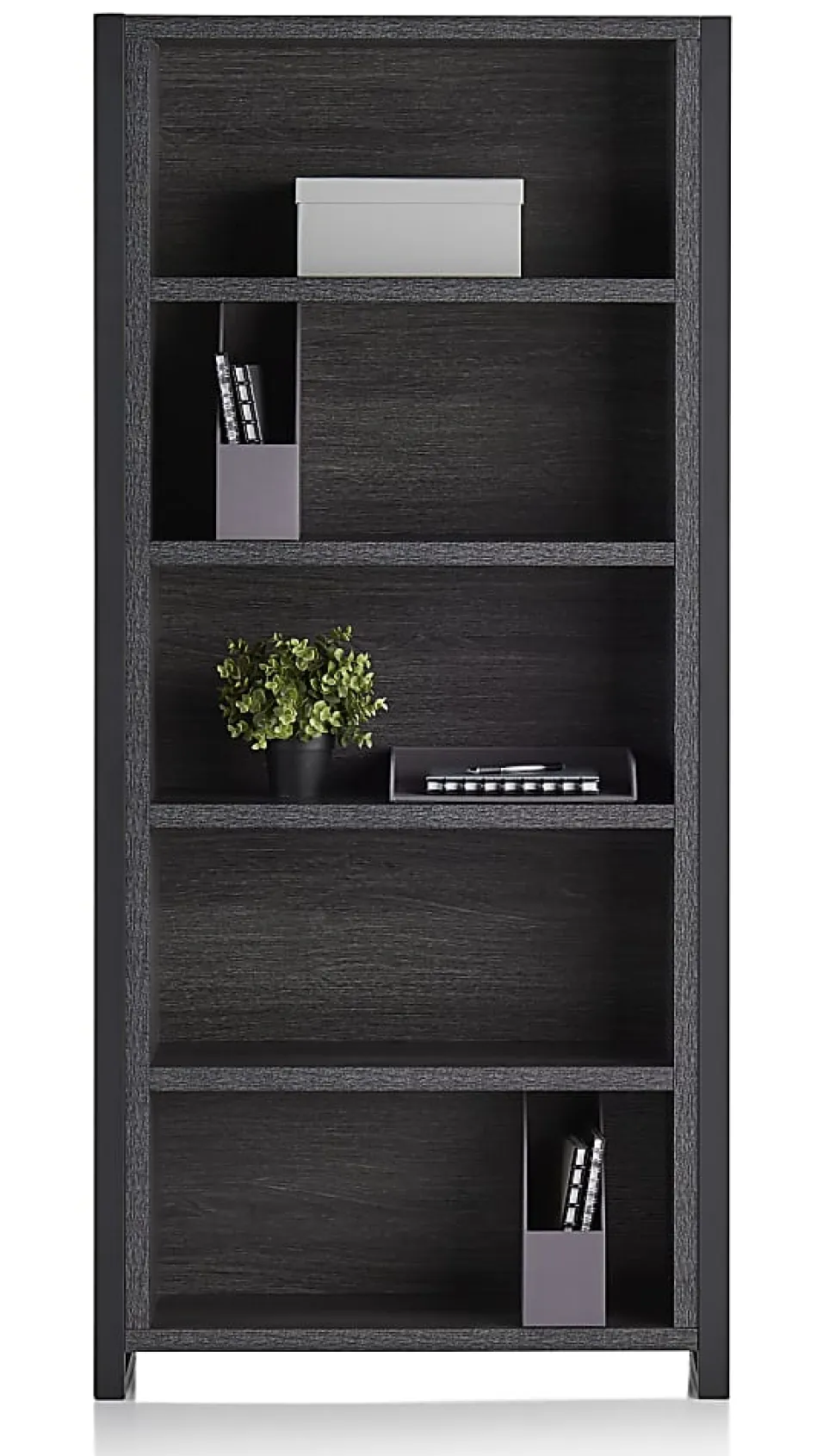 Realspace® DeJori 70"H 5-Shelf Bookcase, Charcoal