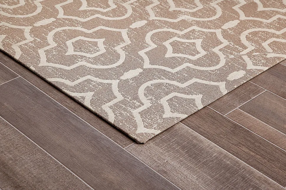 Realspace™ Designer Chair Mat, 36"W x 48"D, Brown/Ivory Trellis