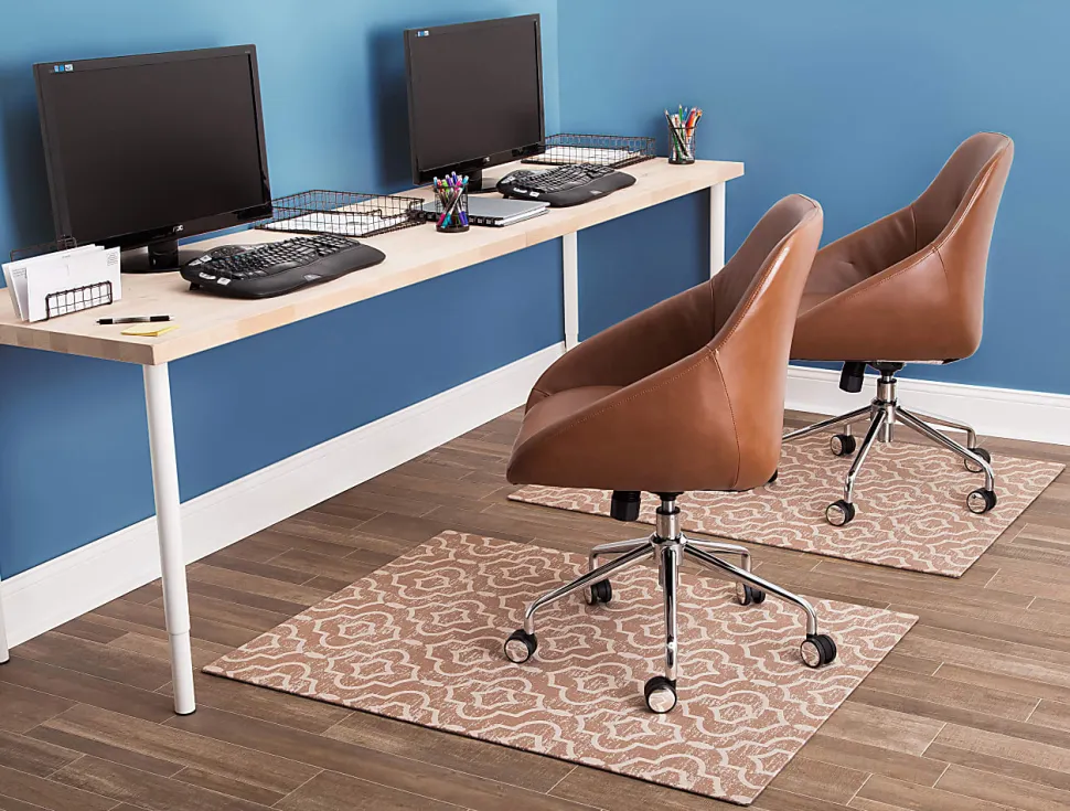Realspace™ Designer Chair Mat, 36"W x 48"D, Brown/Ivory Trellis