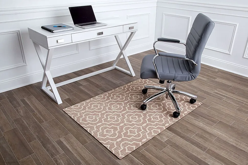 Realspace™ Designer Chair Mat, 36"W x 48"D, Brown/Ivory Trellis