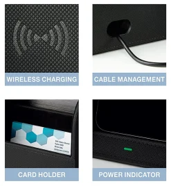 Realspace⢠Desk Organizer With Wireless Charger With Antimicrobial Treatment, Black