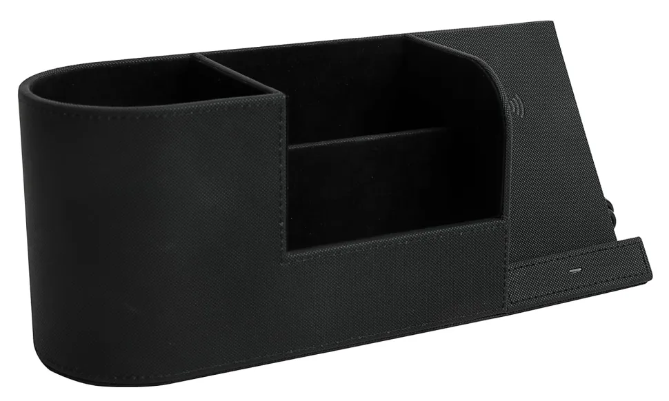 Realspace™ Desk Organizer With Wireless Charger With Antimicrobial Treatment, Black