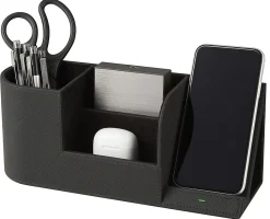 Realspace™ Desk Organizer With Wireless Charger With Antimicrobial Treatment, Black