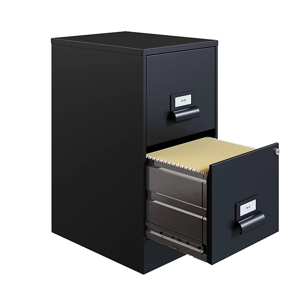 Realspace 18"D "Manager's" 2-Drawer Vertical Letter-Size File Cabinet, Black