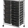 Realspace® 15-Drawer Mobile Cart, 38-3/16”H x 25-1/4”W x 15-3/8”D, Black/Chrome