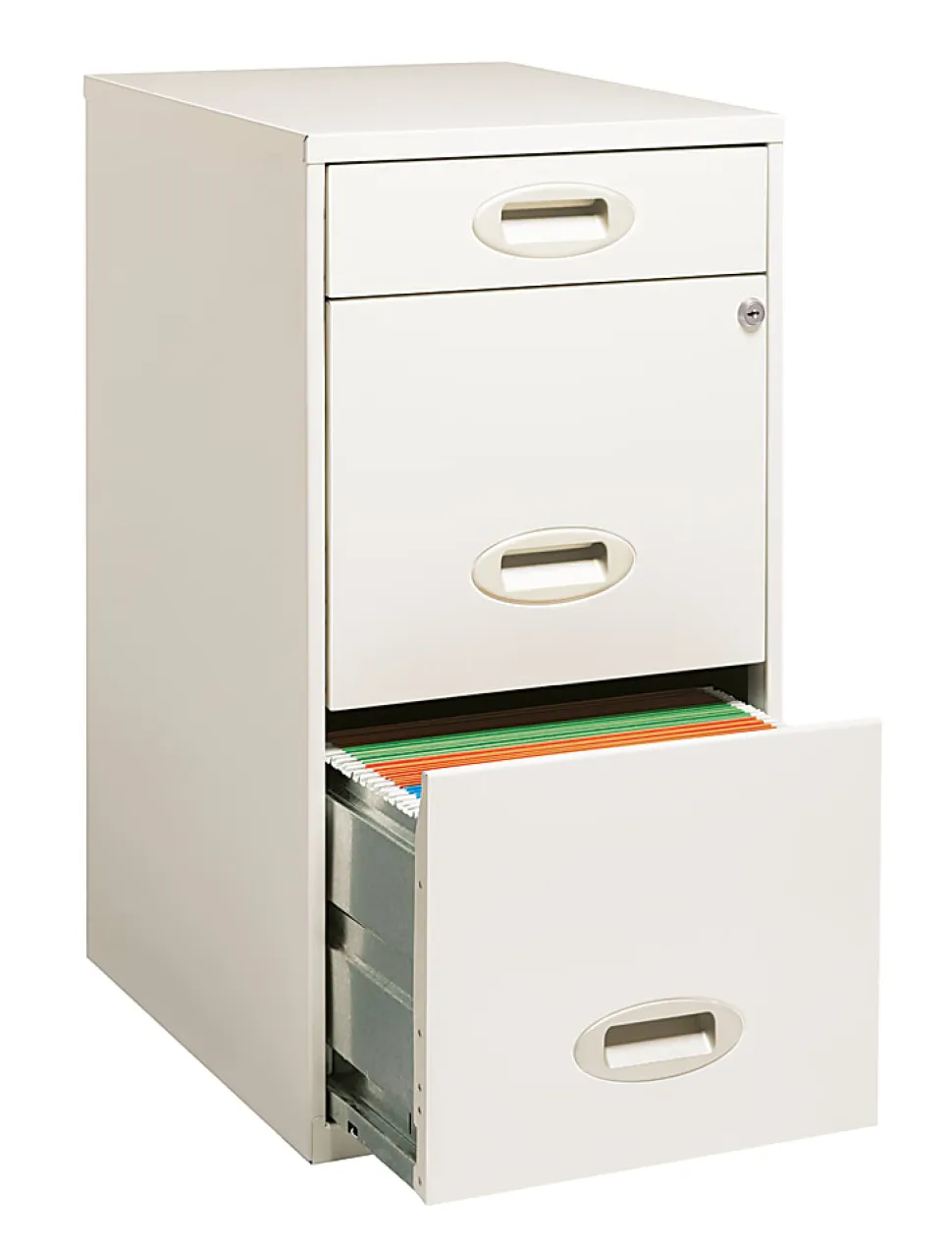 Realspace 18"D Vertical 3-Drawer Letter-Size File Cabinet, Metal, Pearl White