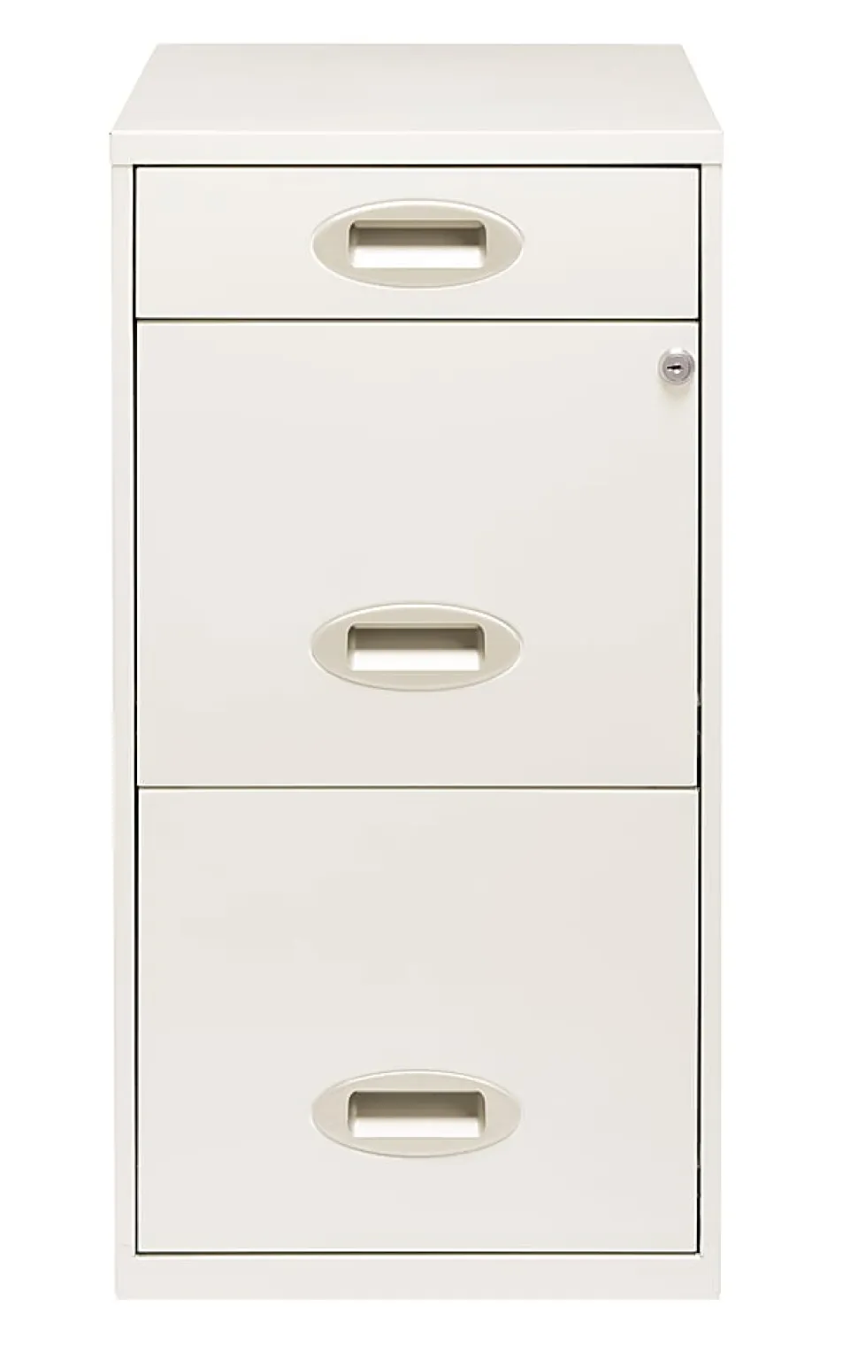 Realspace 18"D Vertical 3-Drawer Letter-Size File Cabinet, Metal, Pearl White