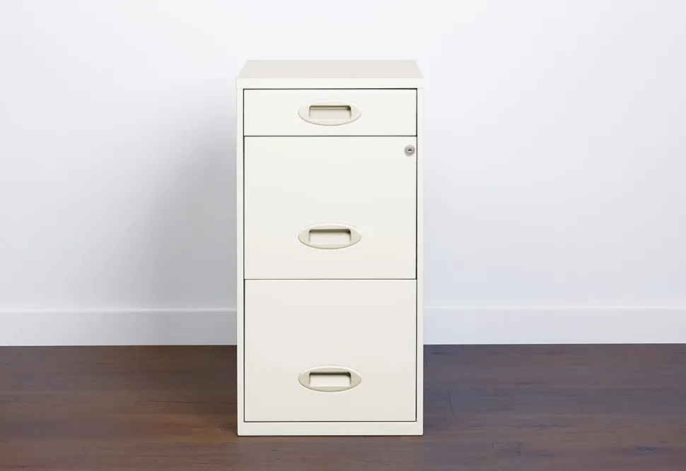 Realspace 18"D Vertical 3-Drawer Letter-Size File Cabinet, Metal, Pearl White