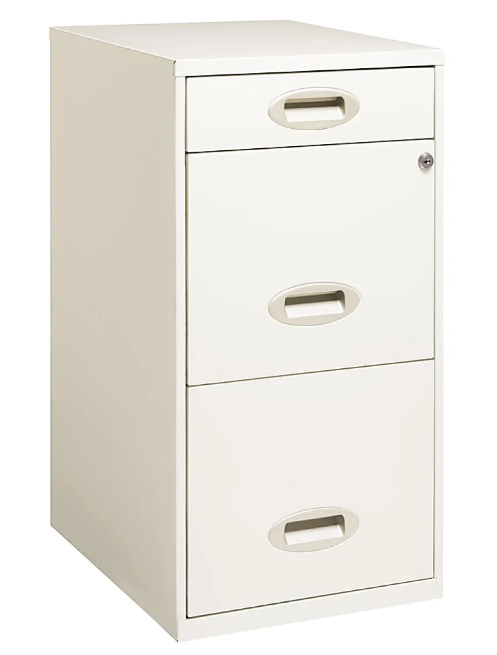 Realspace 18"D Vertical 3-Drawer Letter-Size File Cabinet, Metal, Pearl White