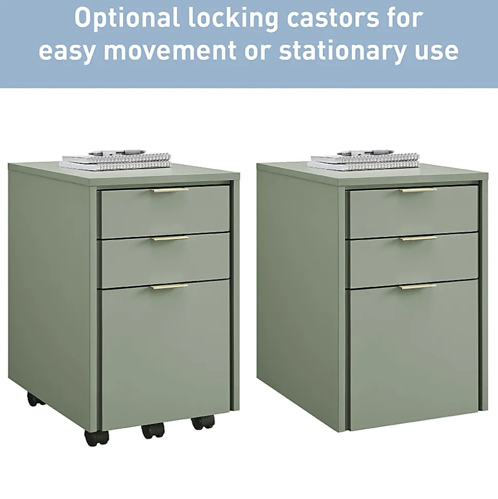 Realspace® 18"D Wood Vertical 3-Drawer File Cabinet, Pistachio Cream
