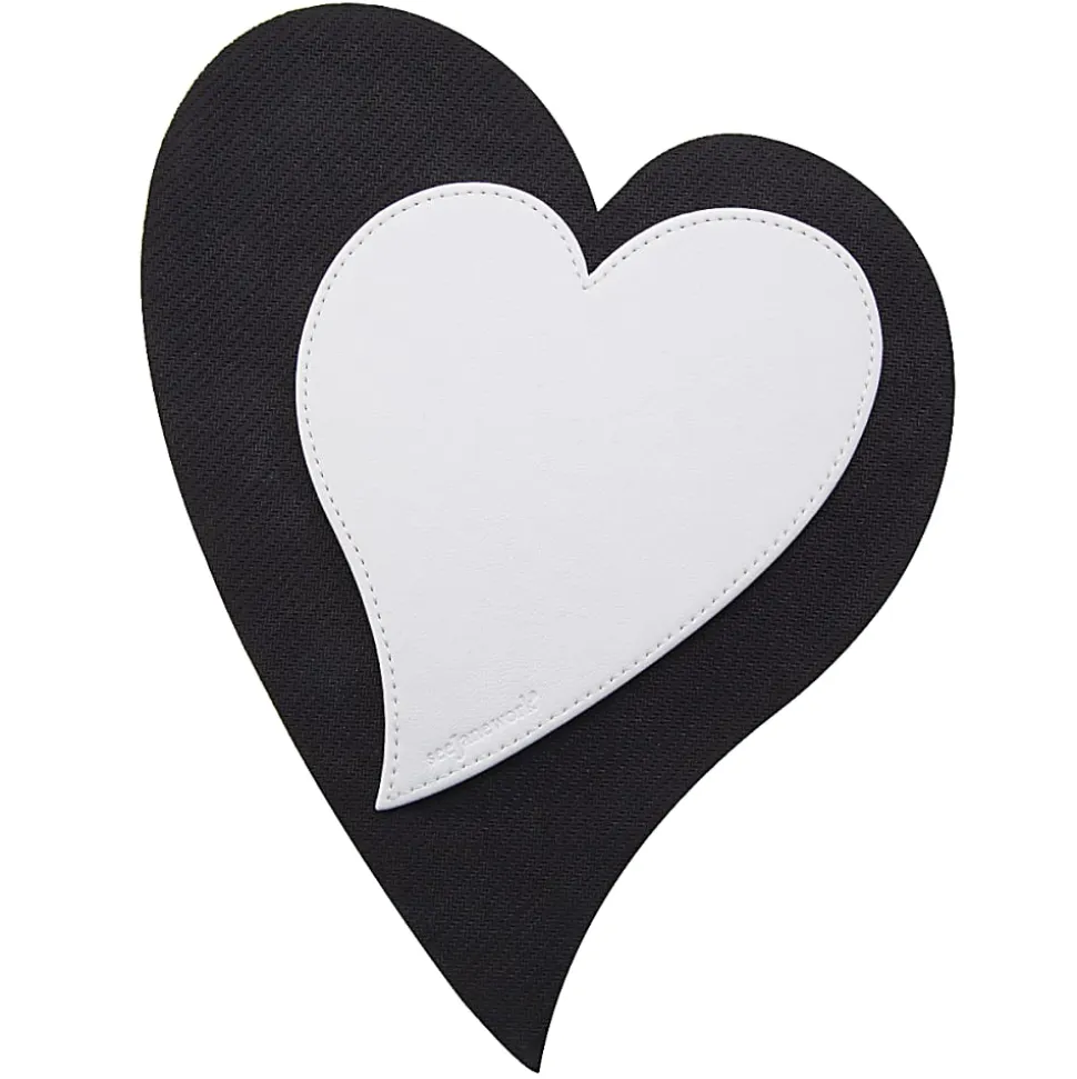 Realspace® Faux Leather Heart Mouse Pad And Coaster Set, White