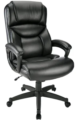 Realspace® Fennington Bonded Leather High-Back Executive Office Chair, Black, BIFMA Compliant