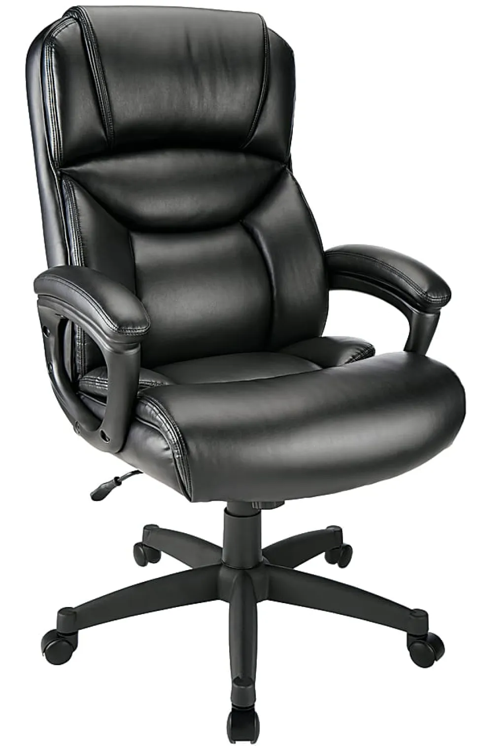 Realspace® Fennington Bonded Leather High-Back Executive Office Chair, Black, BIFMA Compliant