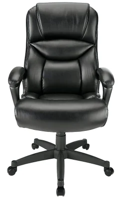 Realspace® Fennington Bonded Leather High-Back Executive Office Chair, Black, BIFMA Compliant