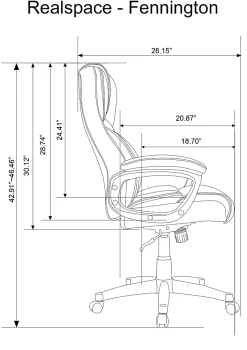 Realspace® Fennington Bonded Leather High-Back Executive Office Chair, Black, BIFMA Compliant