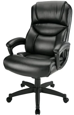 Realspace® Fennington Bonded Leather High-Back Executive Office Chair, Black, BIFMA Compliant