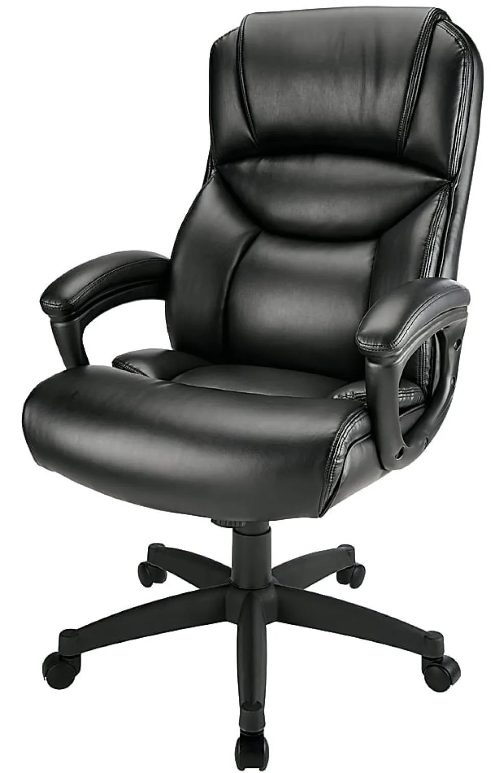 Realspace® Fennington Bonded Leather High-Back Executive Office Chair, Black, BIFMA Compliant