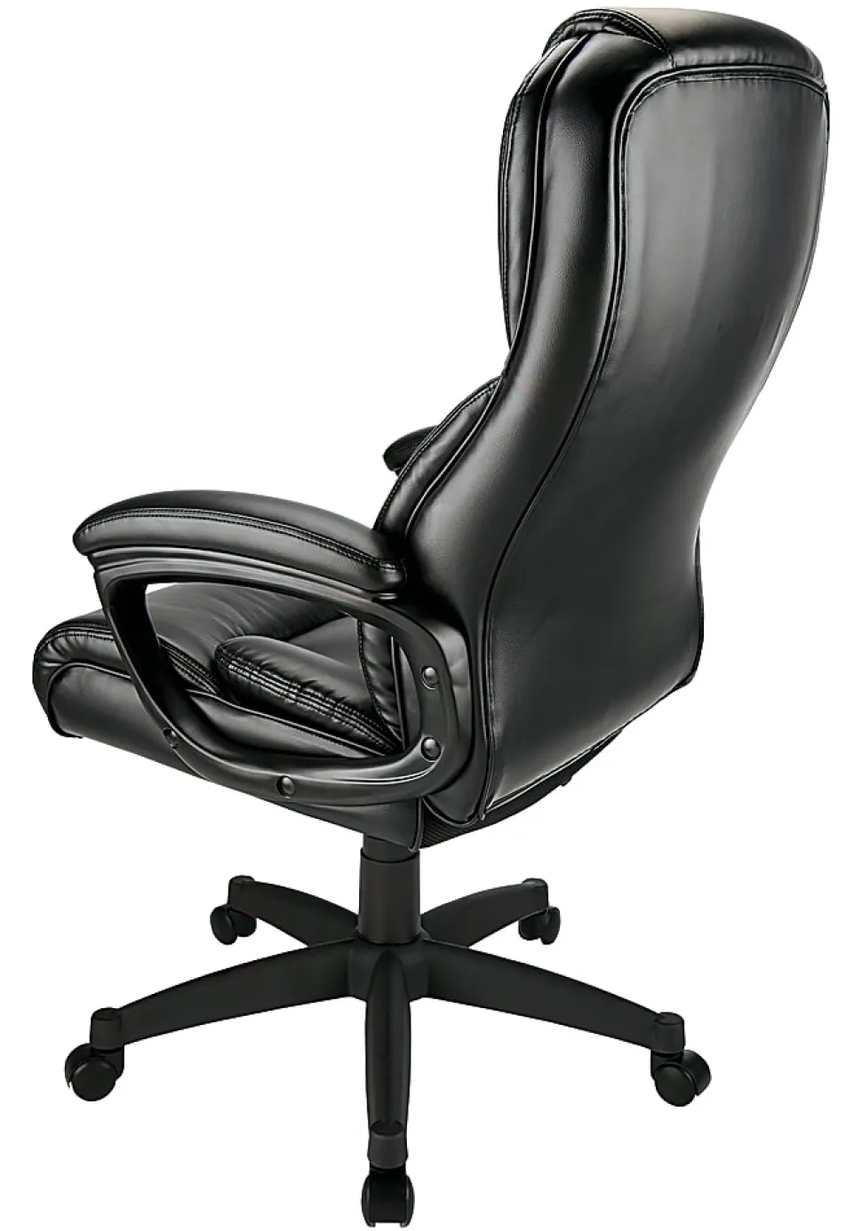 Realspace® Fennington Bonded Leather High-Back Executive Office Chair, Black, BIFMA Compliant