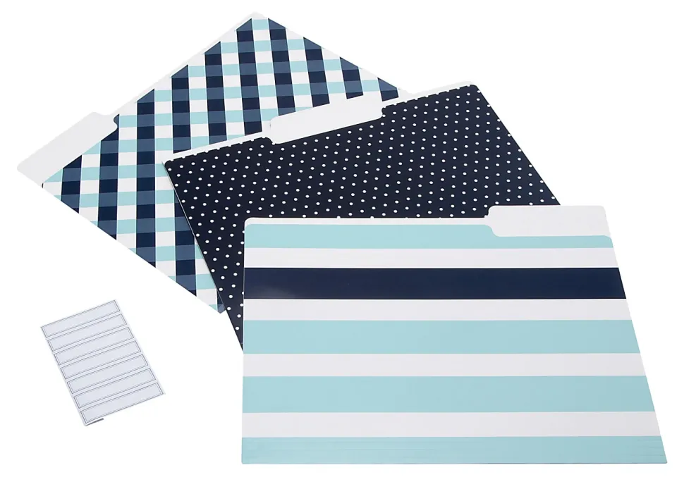 Realspace™ File Folders, Letter Size, Blue/Navy/White, Pack Of 6