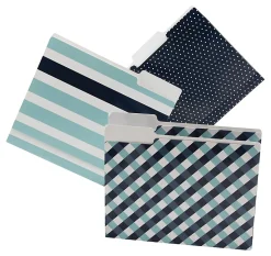 Realspace™ File Folders, Letter Size, Blue/Navy/White, Pack Of 6