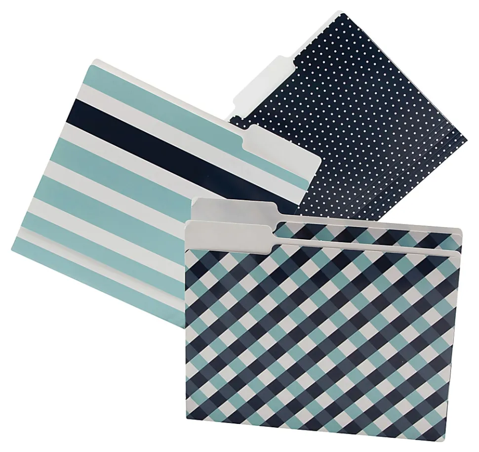 Realspace™ File Folders, Letter Size, Blue/Navy/White, Pack Of 6