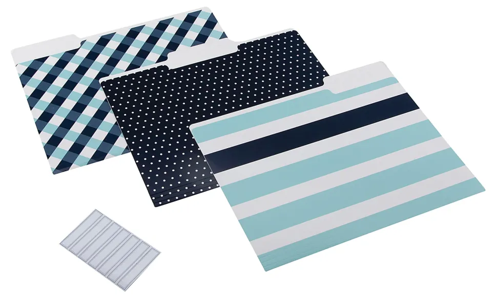 Realspace™ File Folders, Letter Size, Blue/Navy/White, Pack Of 6