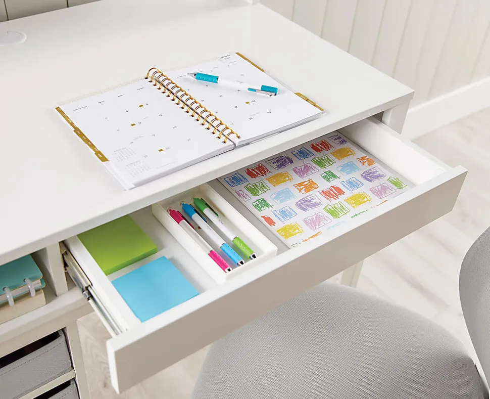 Realspace® Floor Display Baywick 37"W Student Computer Desk With Height-Adjustable Legs And Mobile File Cabinet, White