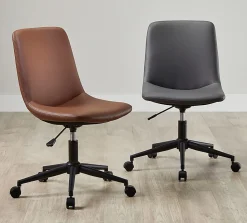 Realspace® Floor Display Praxley Faux Leather Low-Back Task Office Chair, Brown, BIFMA Compliant
