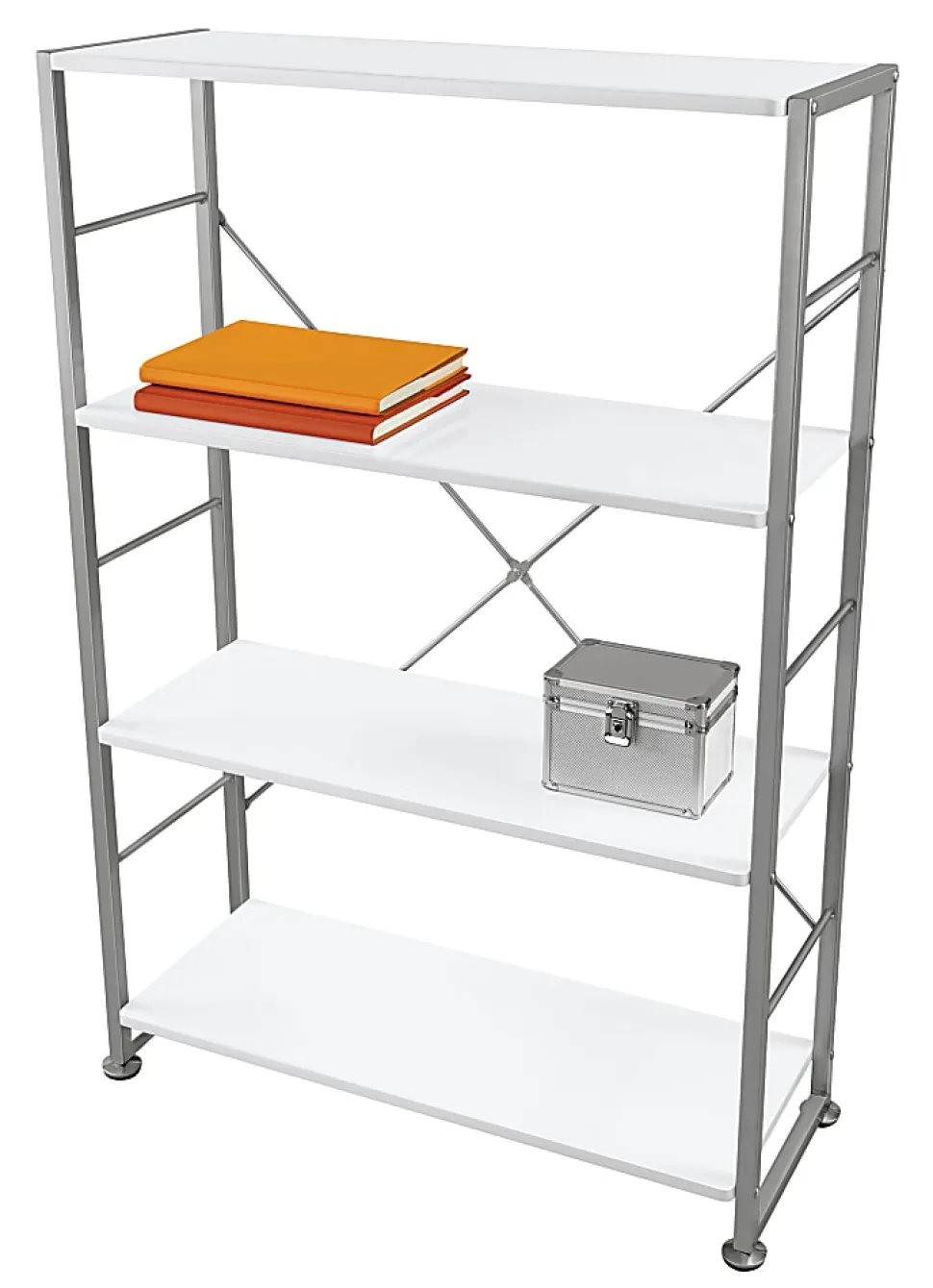 Realspace® Halton 46 3/4"H 3-Shelf Contemporary Bookcase, White/Light Finish