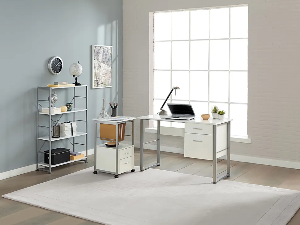 Realspace® Halton 46 3/4"H 3-Shelf Contemporary Bookcase, White/Light Finish