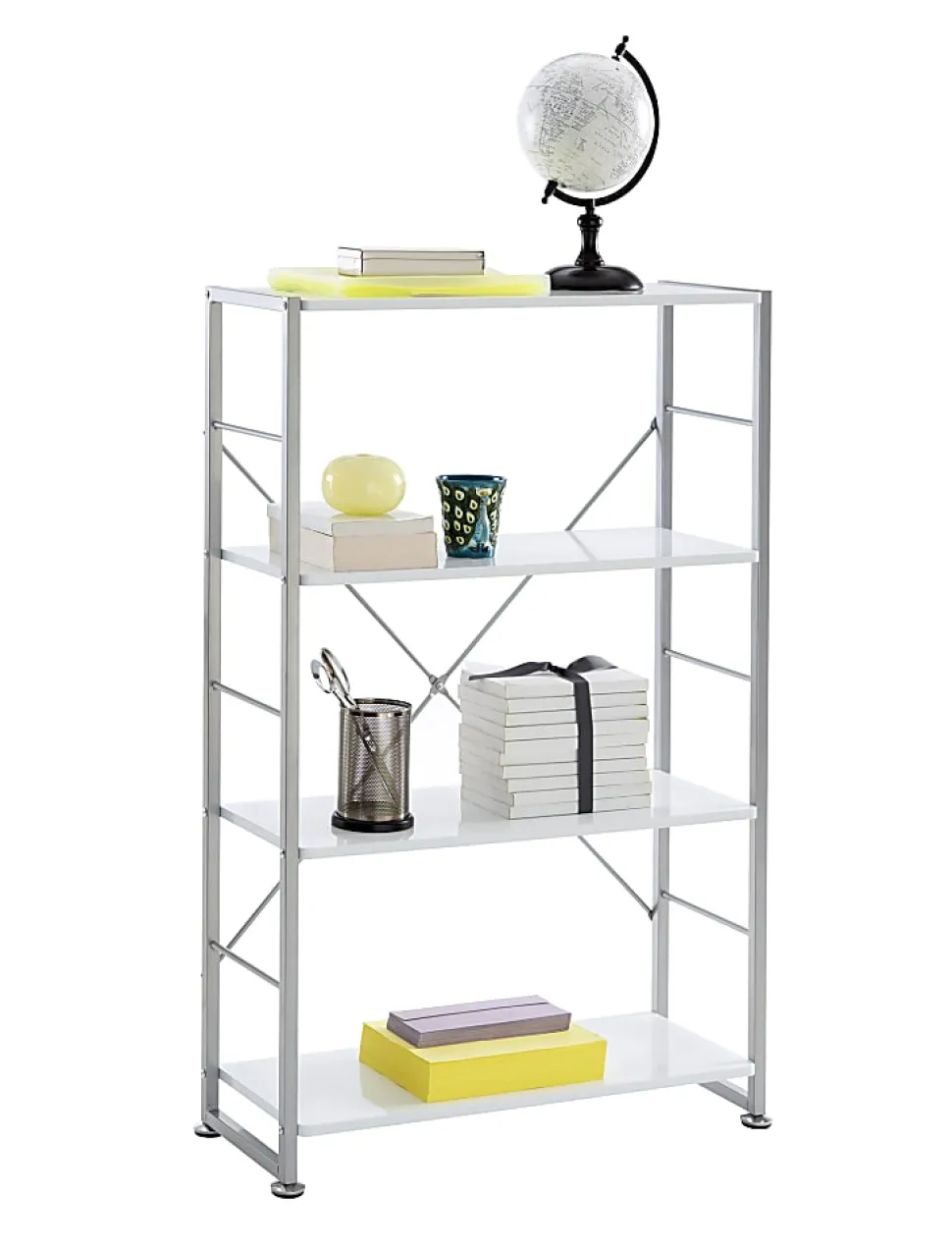 Realspace® Halton 46 3/4"H 3-Shelf Contemporary Bookcase, White/Light Finish
