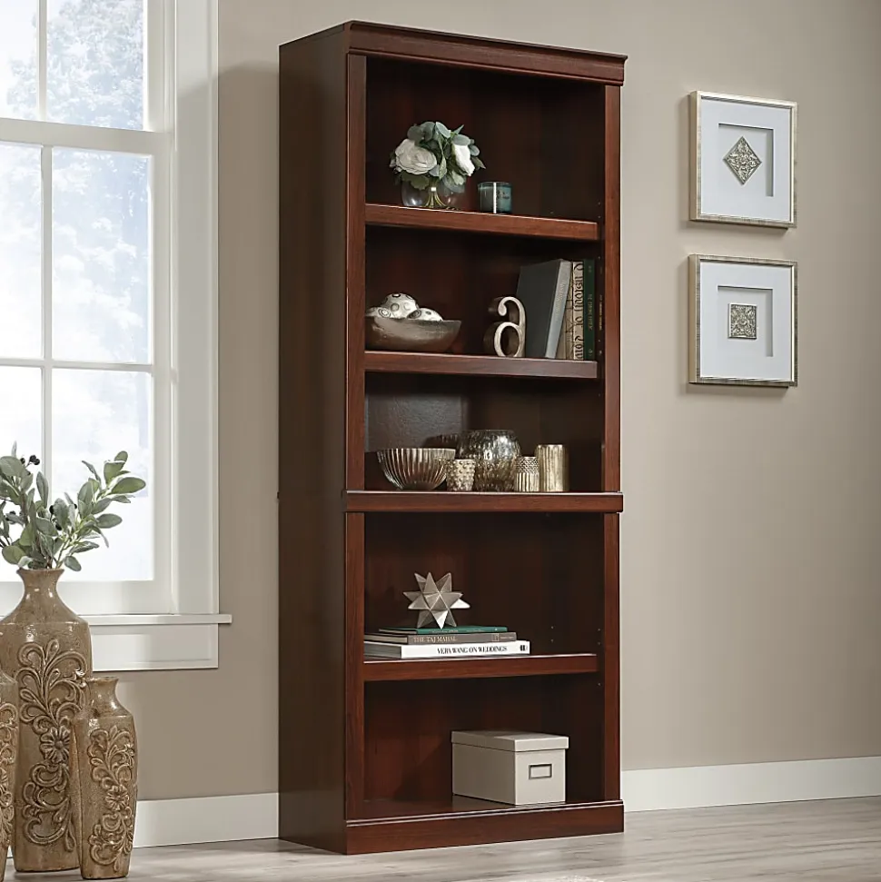 Realspace® 72"H 5-Shelf Bookcase, Mulled Cherry