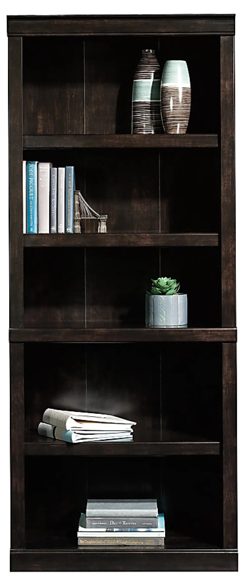 Realspace® 72"H 5-Shelf Bookcase, Peppered Black