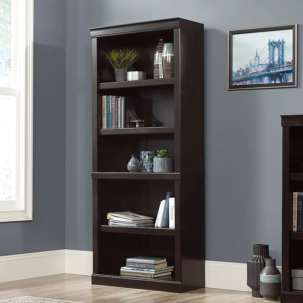 Realspace® 72"H 5-Shelf Bookcase, Peppered Black
