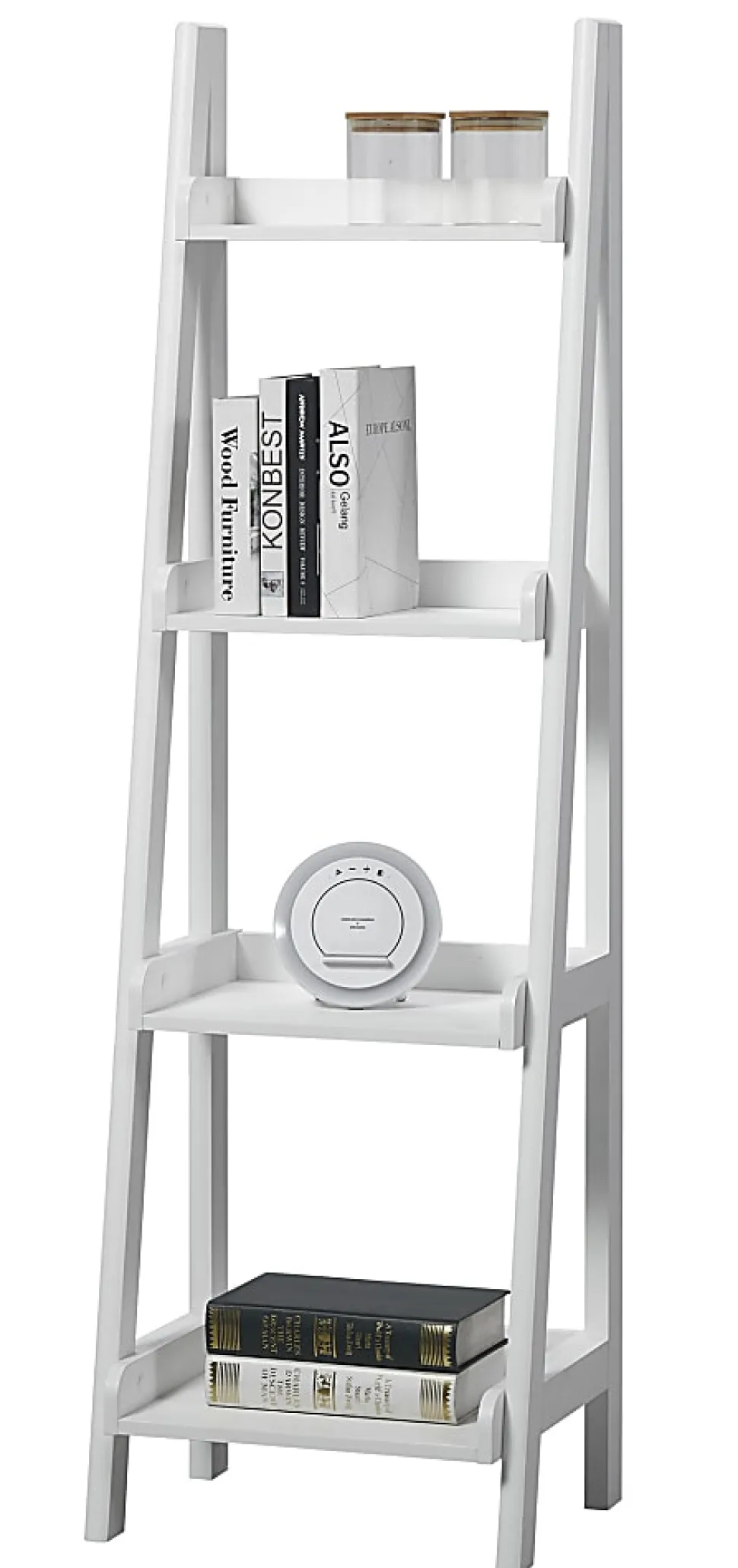 Realspace® 60"H 4-Shelf Narrow Ladder Bookcase, White